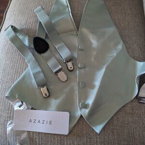 Azazie ring bearer sage green vest/tie and vest/suspenders ~boys size small